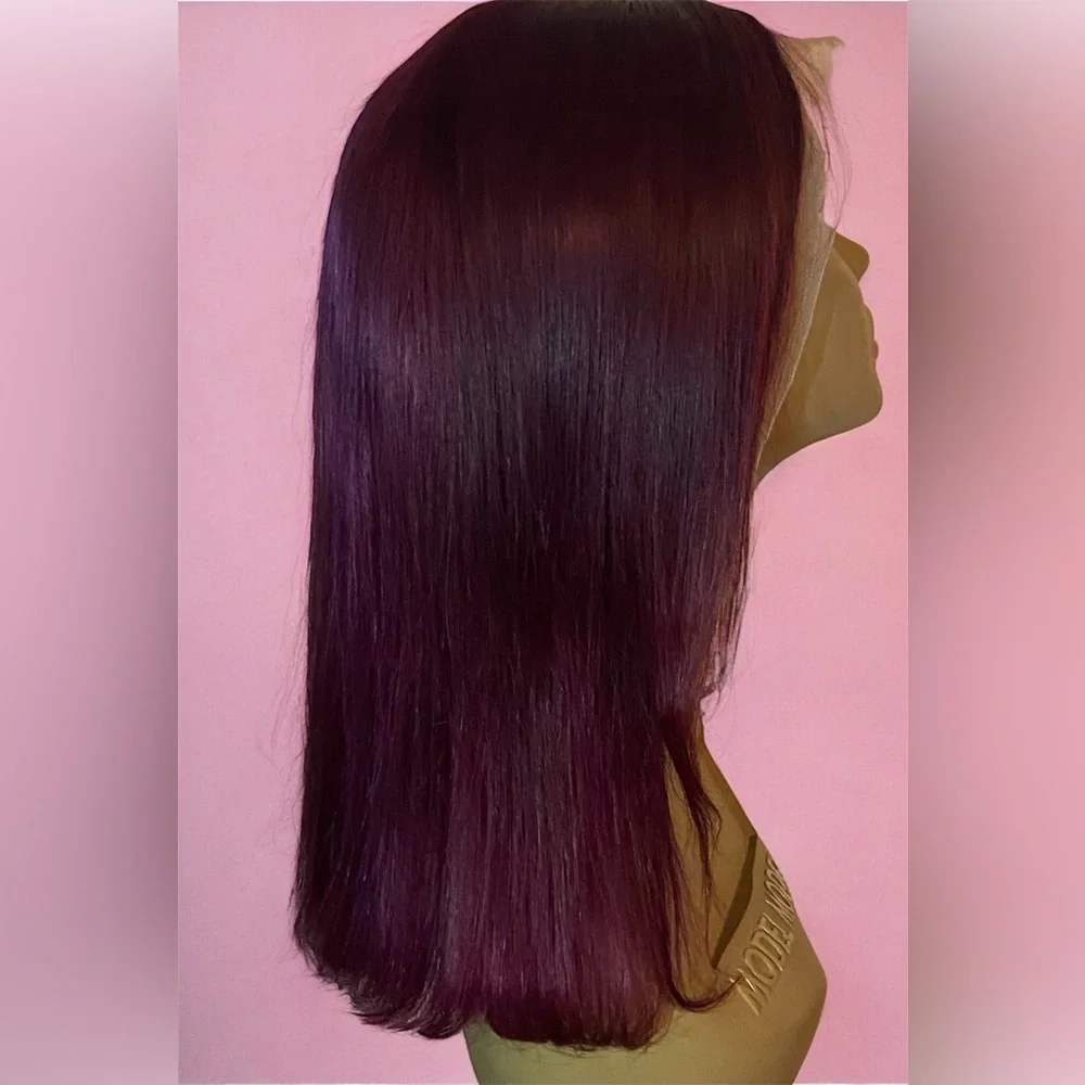 Elegant Burgundy Lace Front Wig - Picture 2 of 9